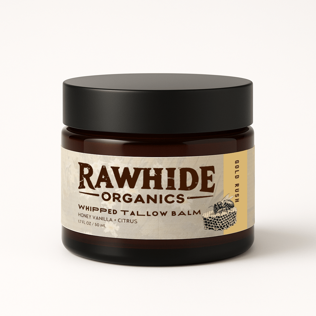 Rawhide Organics Gold Rush whipped tallow balm jar